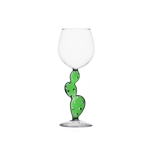 stemmed glass cactus green