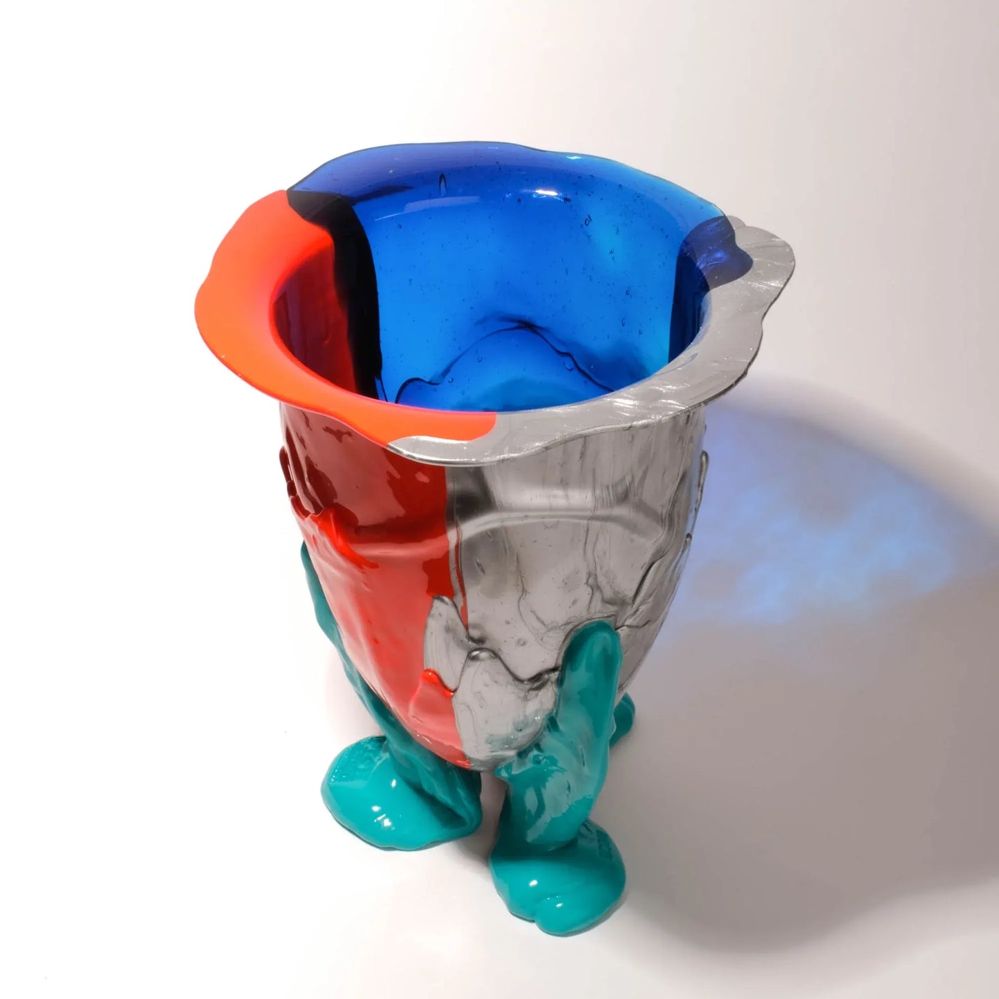 Amazonia Vase - Blue, Orange, Silver, Turquoise