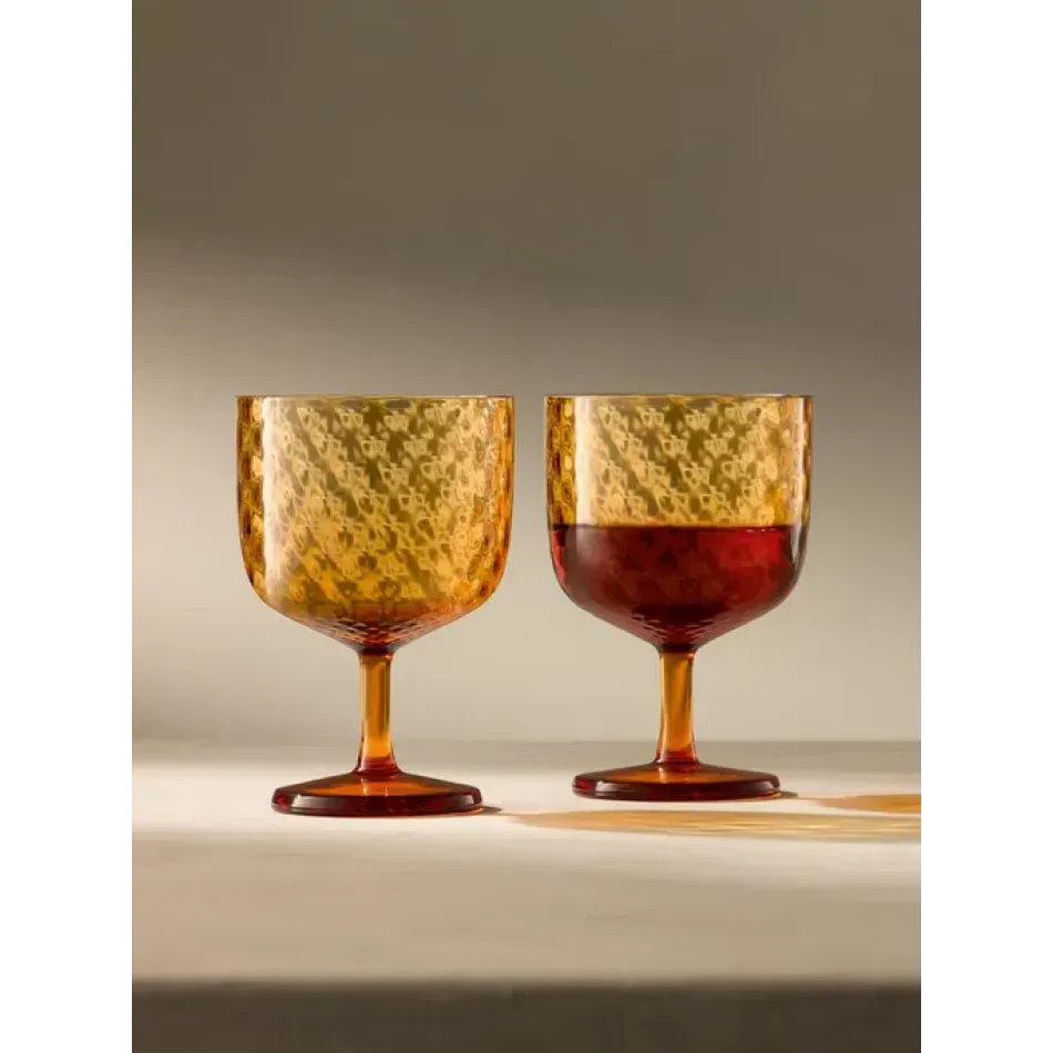 Dapple Wine Glass 11 oz Sun Amber, Set of 2