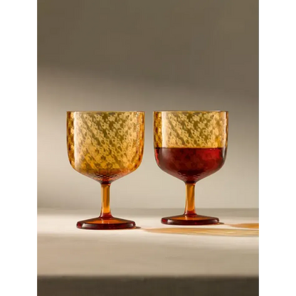 Dapple Wine Glass 11 oz Sun Amber, Set of 2
