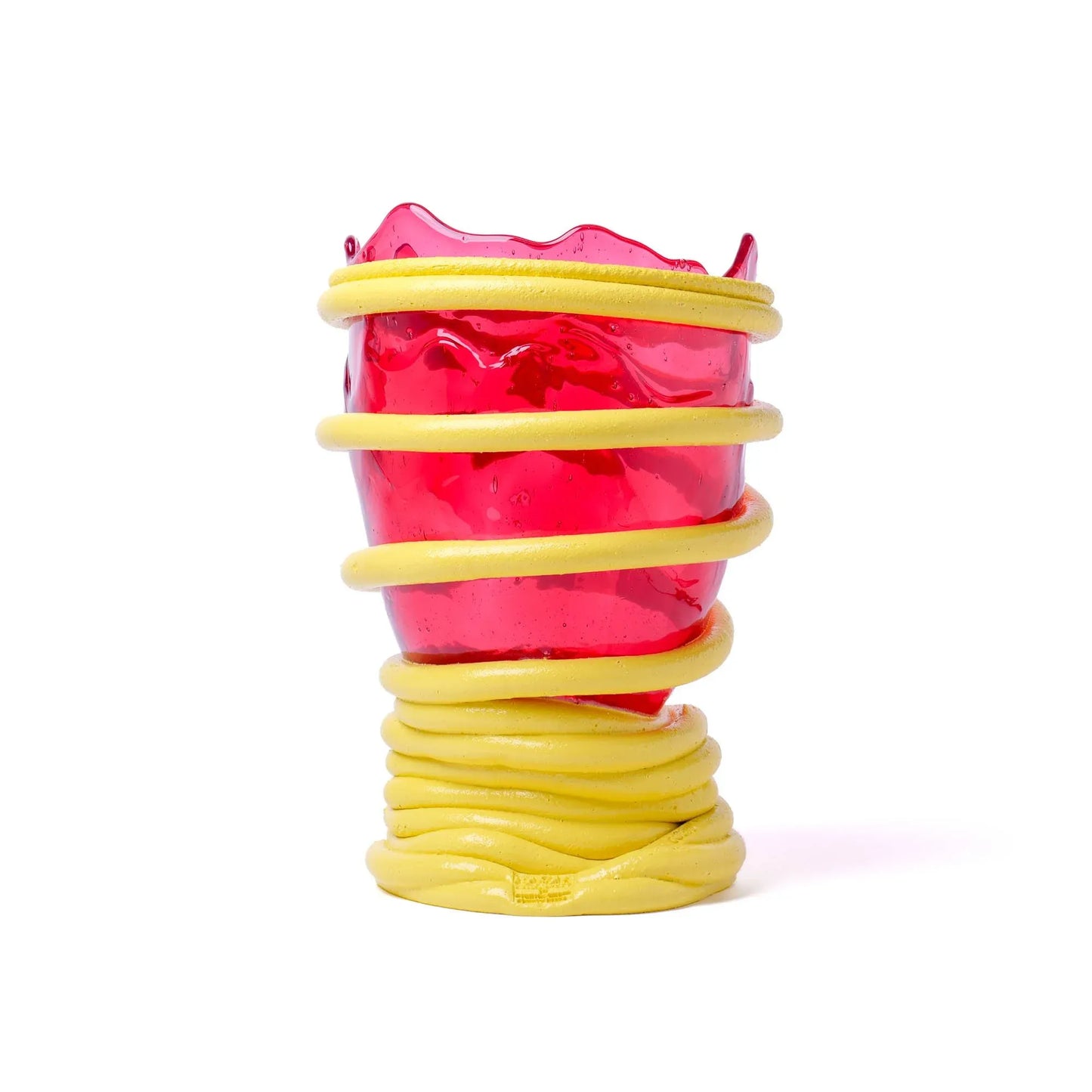 Pompitu I Vase - Clear Fuchsia, Pastel Yellow
