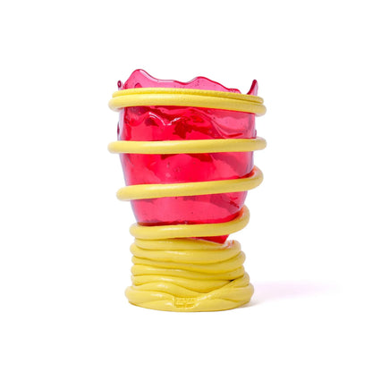 Pompitu I Vase - Clear Fuchsia, Pastel Yellow