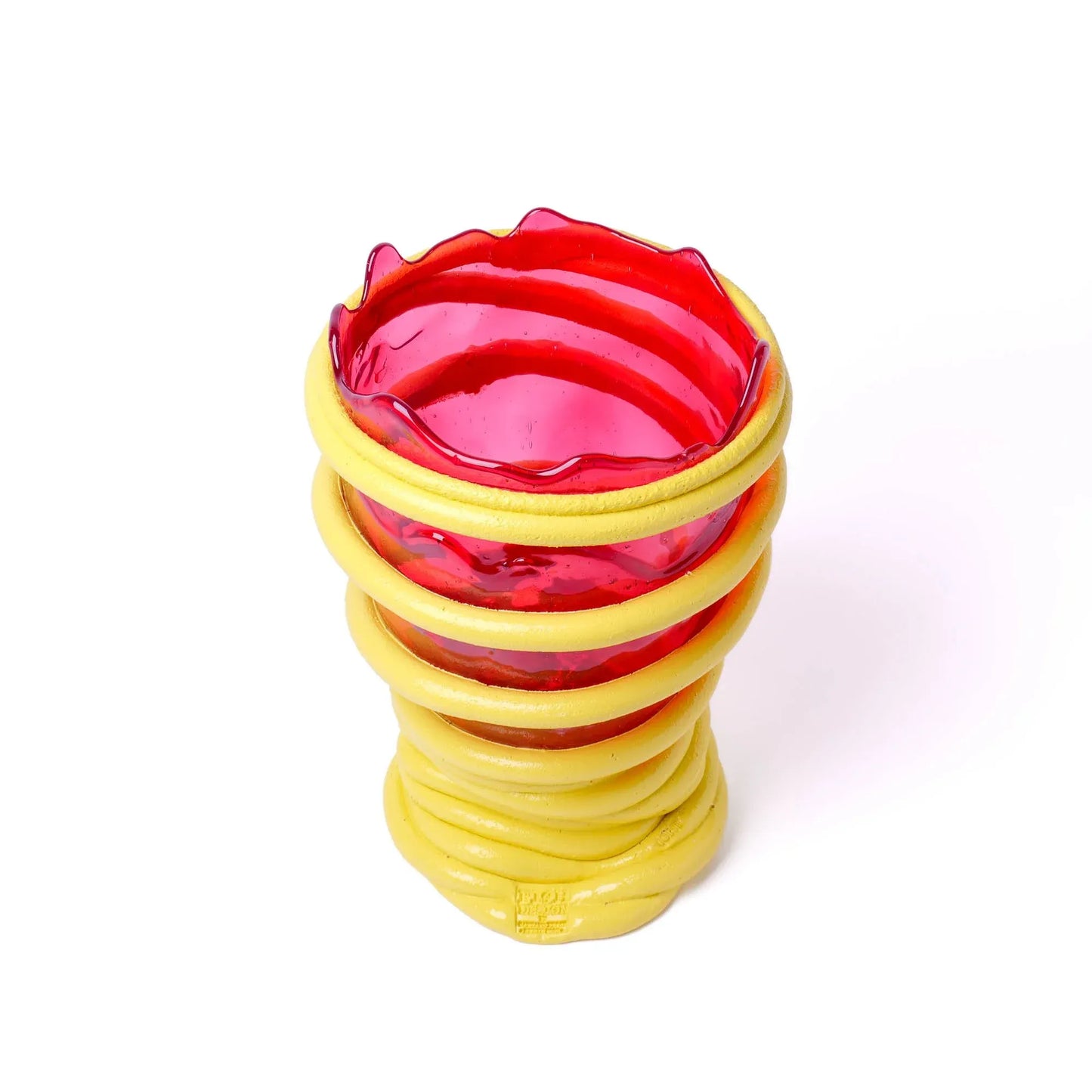 Pompitu I Vase - Clear Fuchsia, Pastel Yellow