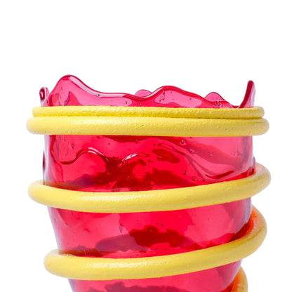 Pompitu I Vase - Clear Fuchsia, Pastel Yellow