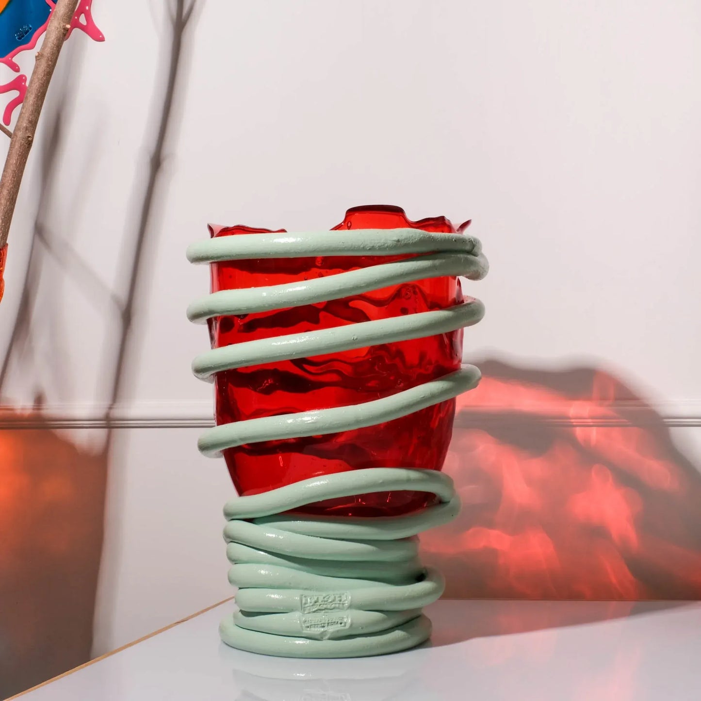 Pompitu I Vase - Red, Aqua