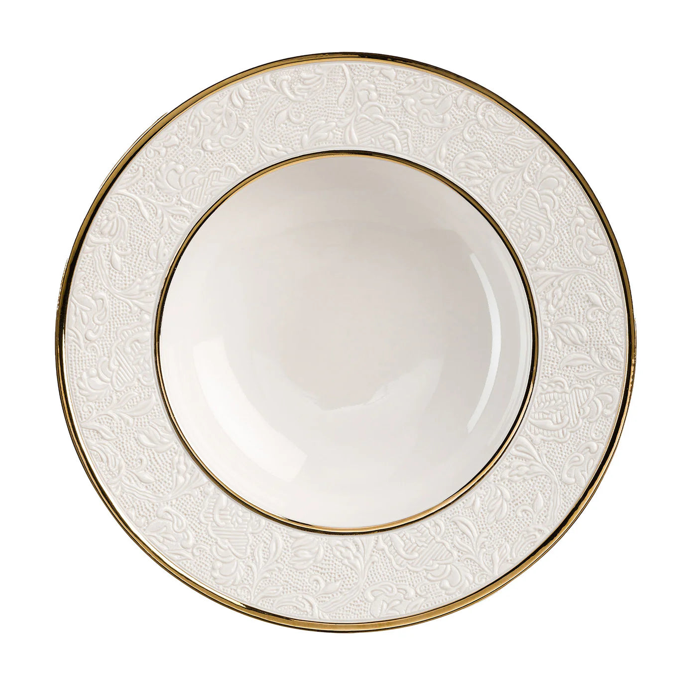 Damasco Set of 2 White & Gold Soup Plates