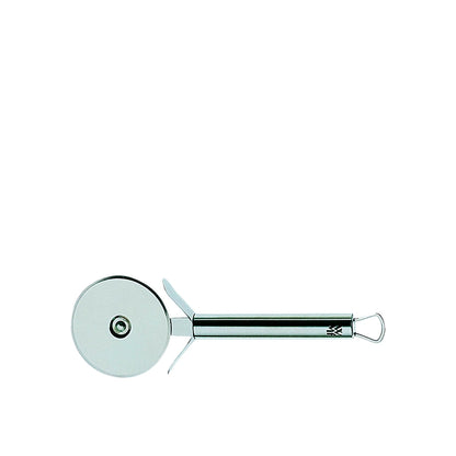 kitchen utensil-Pizza cutter with a silver blade on a white background