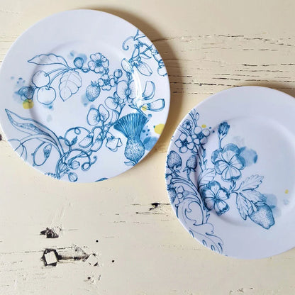 set of 2 Blue Summer dessert plates #1