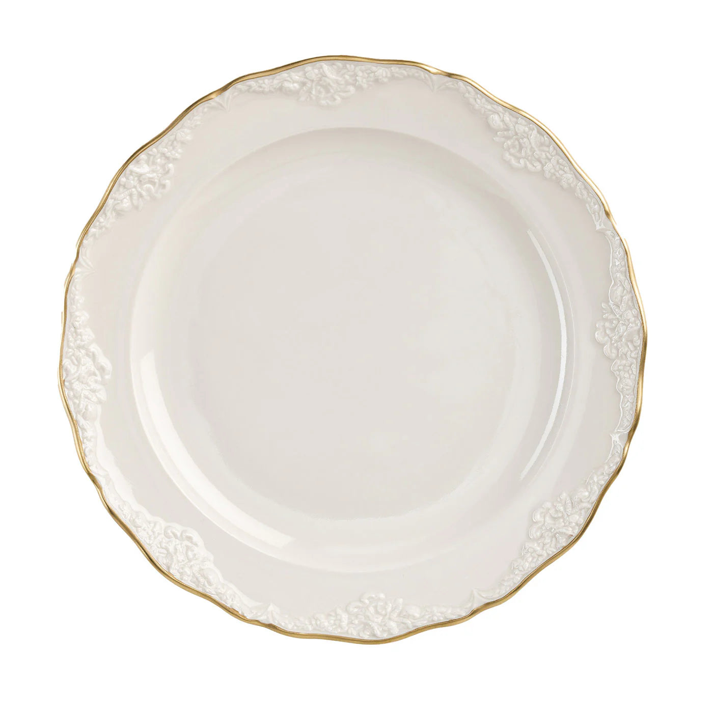 Irene Set of 2 Small White & Gold Dinner Plates