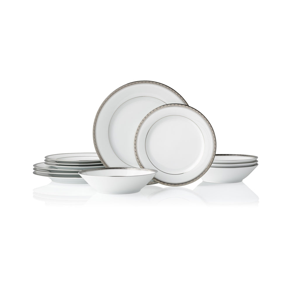 Noritake Charlotta Platinum Dinnerware, Set of 67