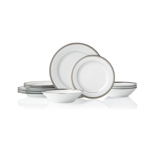 Noritake Charlotta Platinum Dinnerware, Set of 67