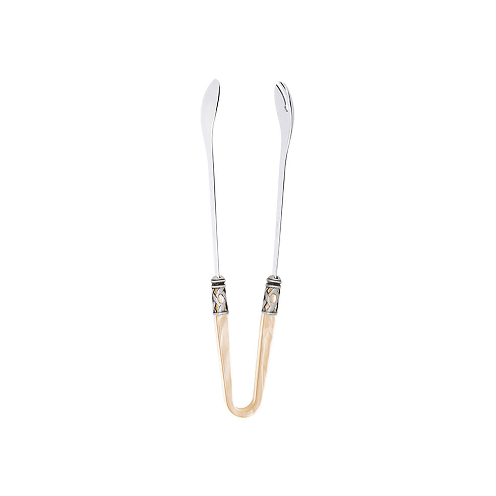 Aladdin Old Silver Plated Salad Tongs, Ivory