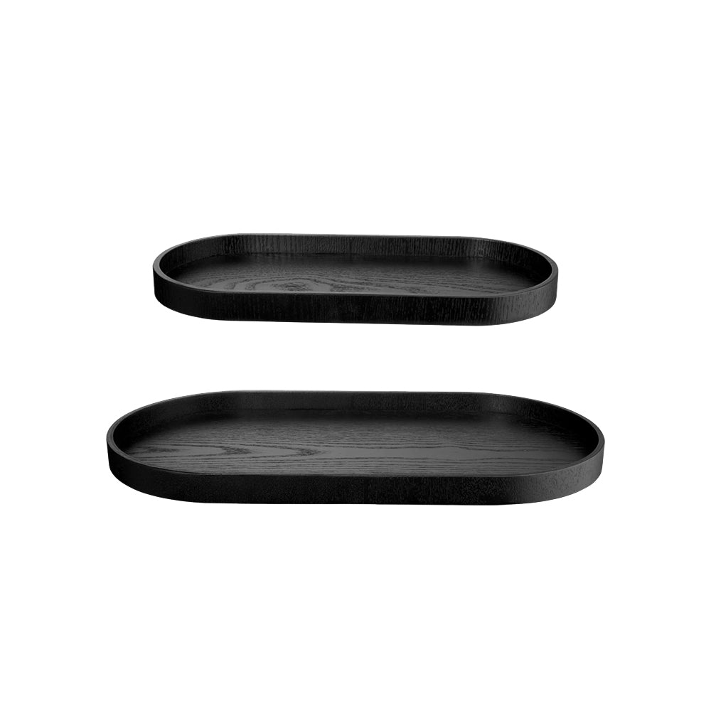 ASA Wood Oval Tray Black Matte