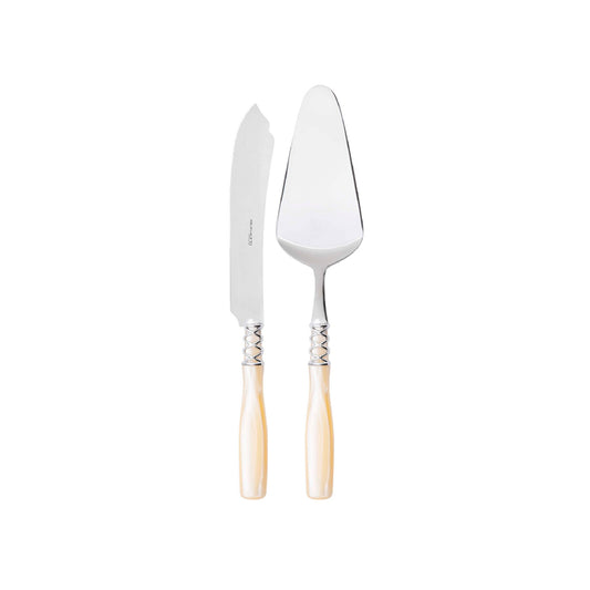 Bugatti Arianna Chromed Ring Cake Servers Ivory, Set of 2