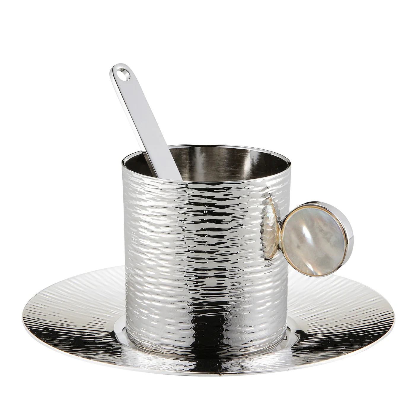Bus Demitasse Cup with Saucer and Stirring Stick in Rhodium