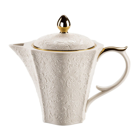 Damasco White & Gold Tea Pot