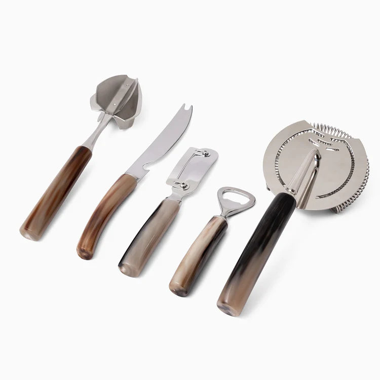 Set of 5 Bar Tools with Horn handles