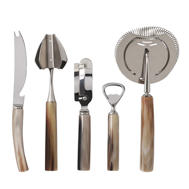 Set of 5 Bar Tools with Horn handles
