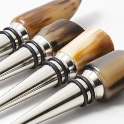 Set of 4 Wine Stoppers in Natural Horn