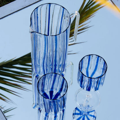 Serlio Loos Blue Stripe Glass Pitcher