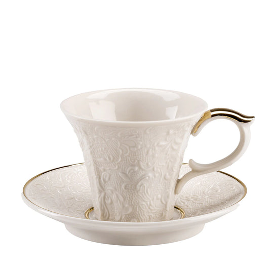 Damasco White & Gold Tea Cup with Saucer