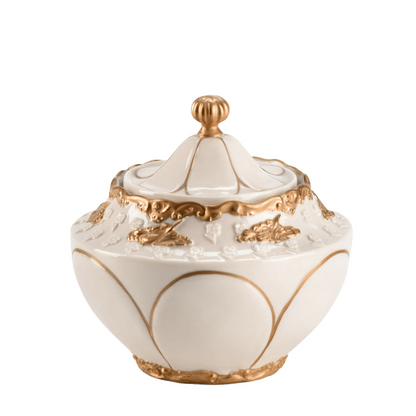 Lucia White & Gold Sugar Bowl