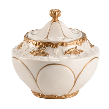 Lucia White & Gold Sugar Bowl