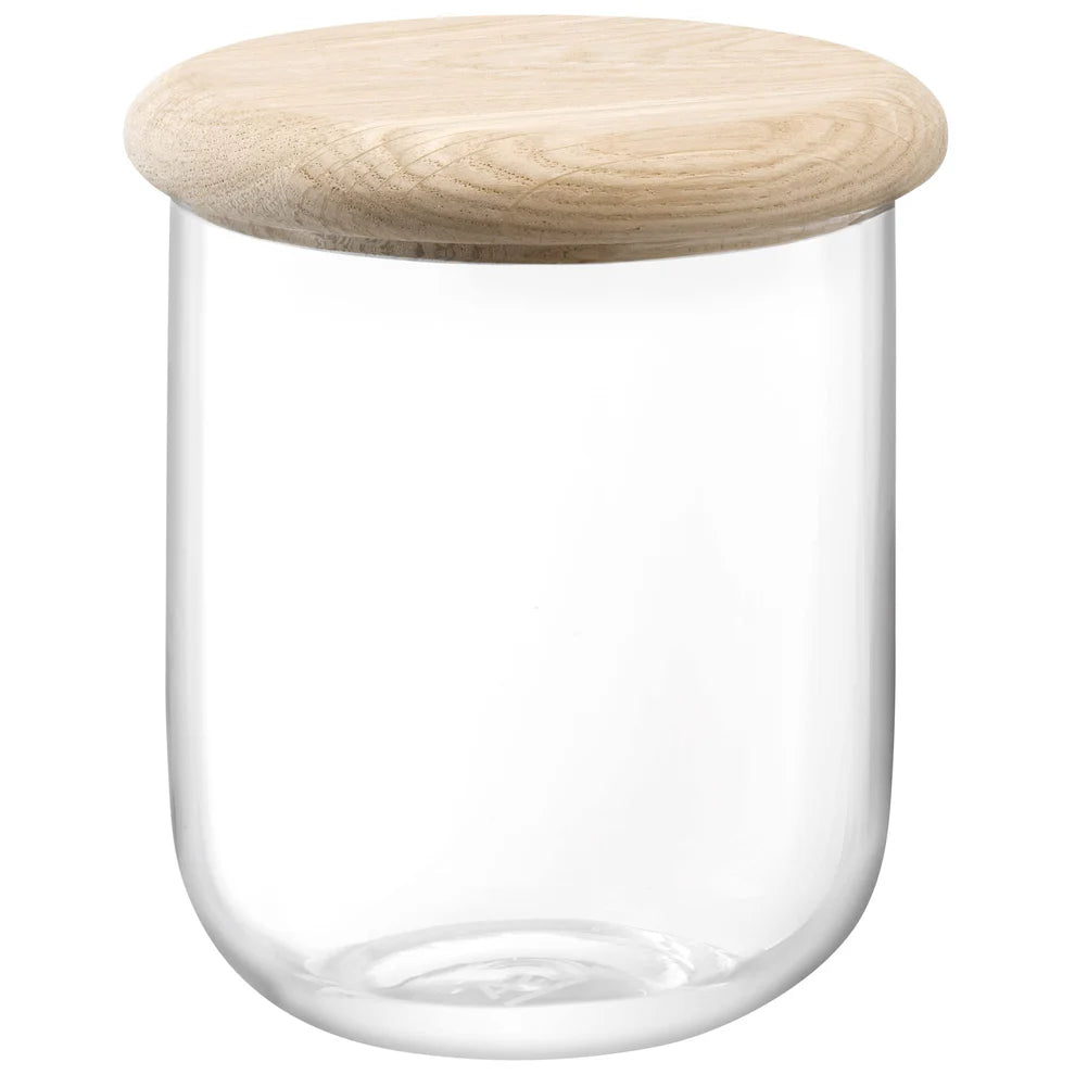 Dine Container & Oak Lid 12.5cm H14cm Clear