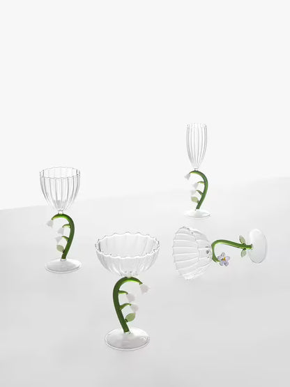 Optical Stemmed Glass - Lilac Flower