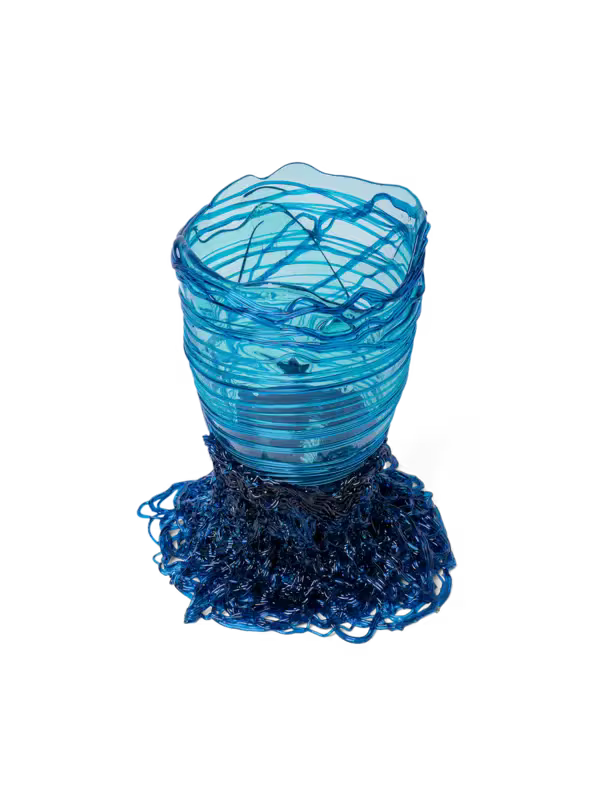 Fish Design Spaghetti Blue Medium Vase