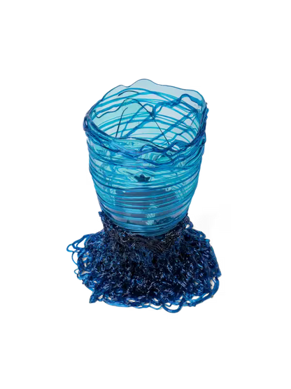 Fish Design Spaghetti Blue Medium Vase