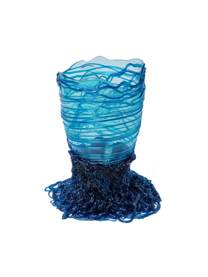 Fish Design Spaghetti Blue Medium Vase