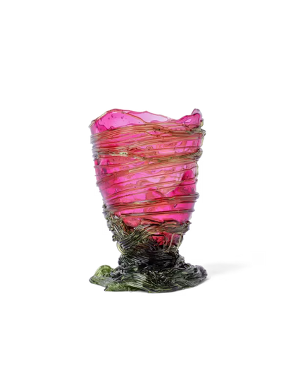 Fish Design Ruby & Black Vase - Small