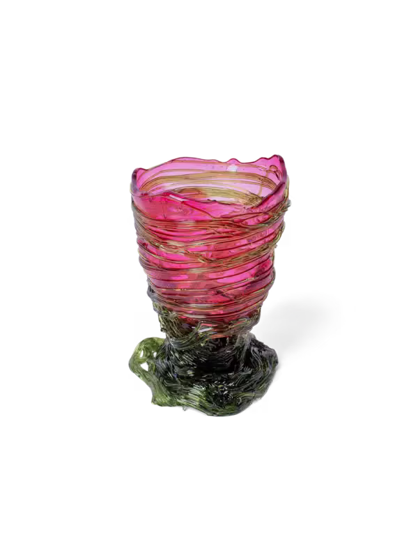 Fish Design Ruby & Black Vase - Small