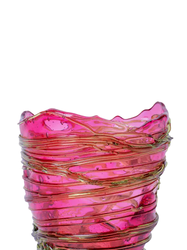 Fish Design Ruby & Black Vase - Small