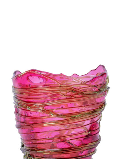 Fish Design Ruby & Black Vase - Small