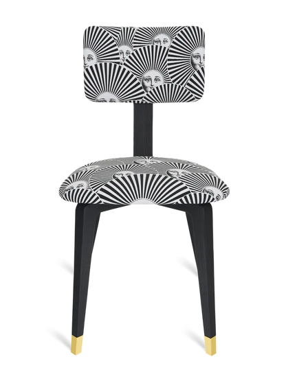 Padded Chair Soli A Ventaglio Open Pore Black Lacquered Ash Base