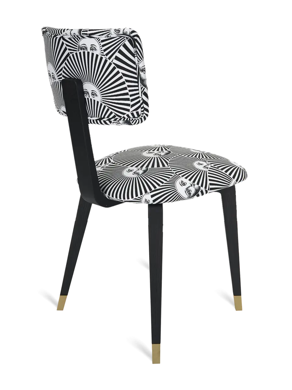 Padded Chair Soli A Ventaglio Open Pore Black Lacquered Ash Base