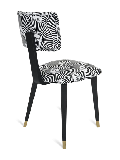 Padded Chair Soli A Ventaglio Open Pore Black Lacquered Ash Base