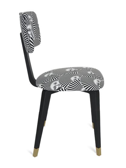 Padded Chair Soli A Ventaglio Open Pore Black Lacquered Ash Base