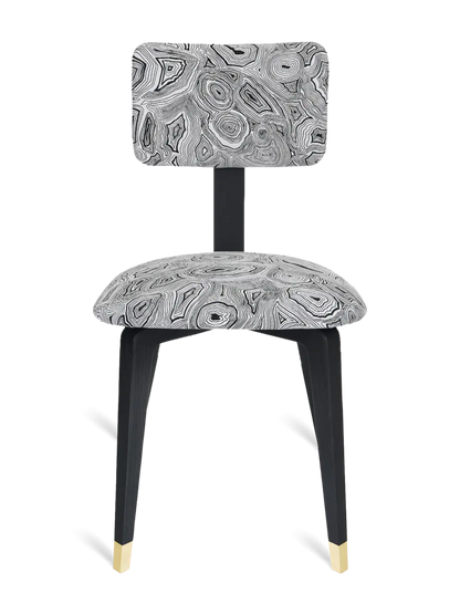 Padded Chair Malachite Open Pore Black Lacquered Ash Base