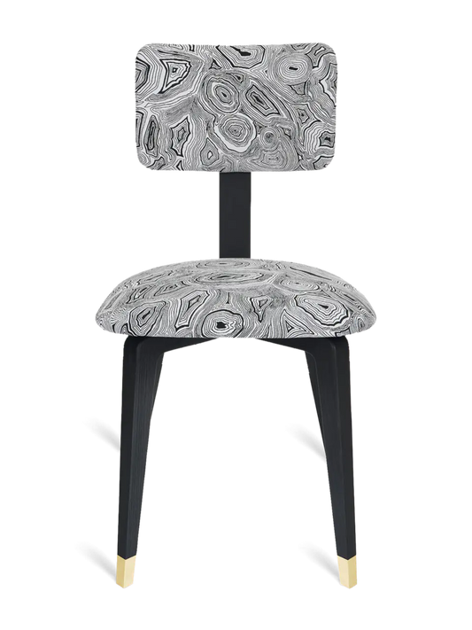 Padded Chair Malachite Open Pore Black Lacquered Ash Base