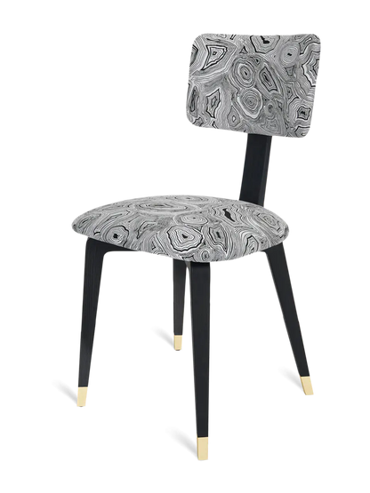 Padded Chair Malachite Open Pore Black Lacquered Ash Base