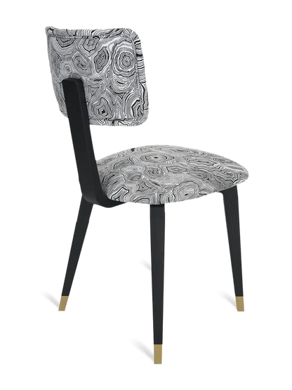 Padded Chair Malachite Open Pore Black Lacquered Ash Base