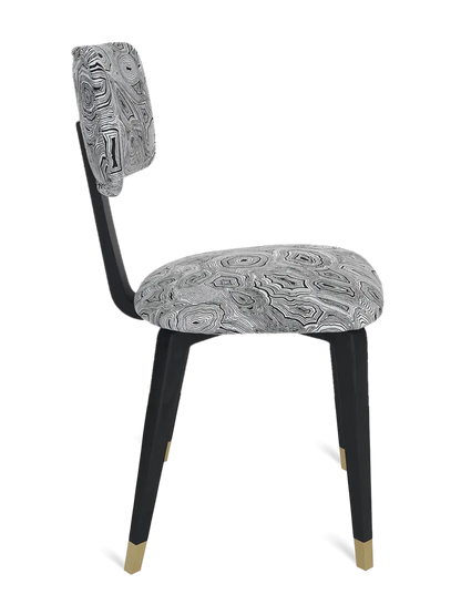Padded Chair Malachite Open Pore Black Lacquered Ash Base