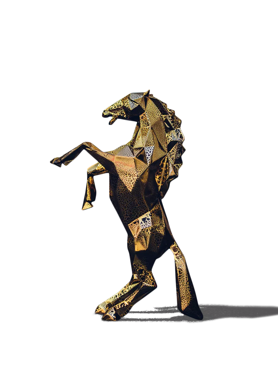 Richard Orlinski Horse Chrome Crackled Gold Resin