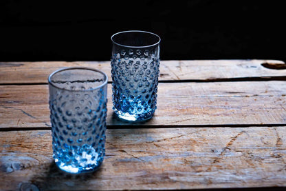 Blue Smoke Hobnail Tumblers set of 4
