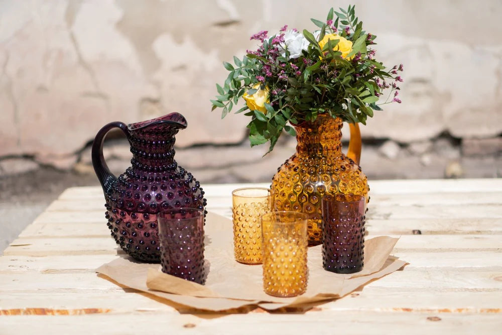 Violet Hobnail Tumblers Set of 4