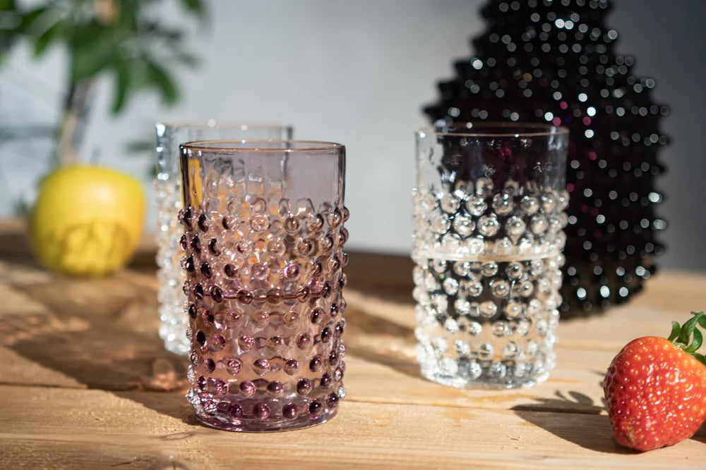 Underlay Violet Hobnail Tumblers set of 4