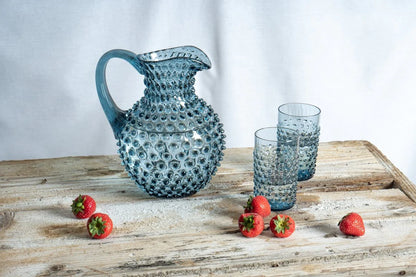 Misty Blue Hobnail Jug 1L
